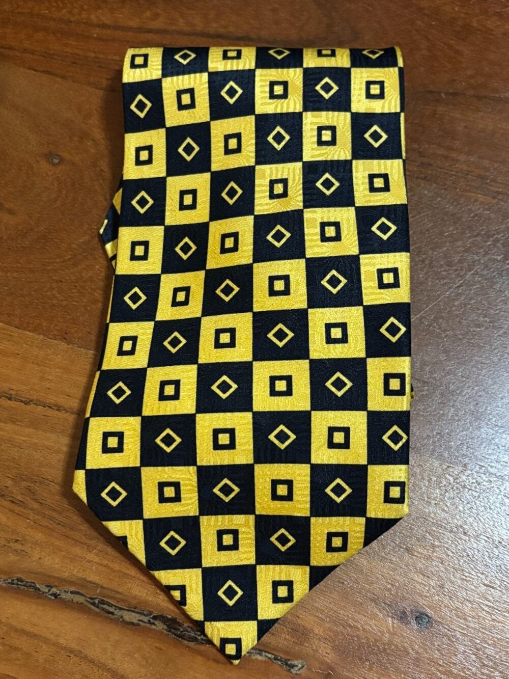 Tongue Tied Yellow / Blue Geometric Men's Tie, 100% Silk